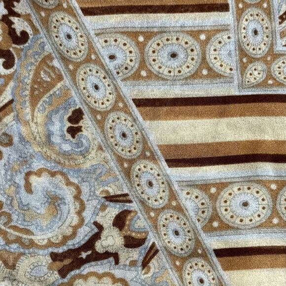 Boho Floral Abstract Necktie Scarf Women's 60” Tan Blue Multicolor Sheer - Picture 2 of 5